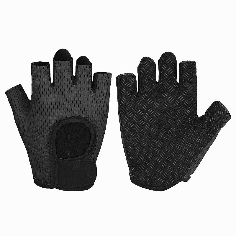 MKAS Men Women Half Finger Cycling Gloves Polyester Black Foundation 1-2040 L