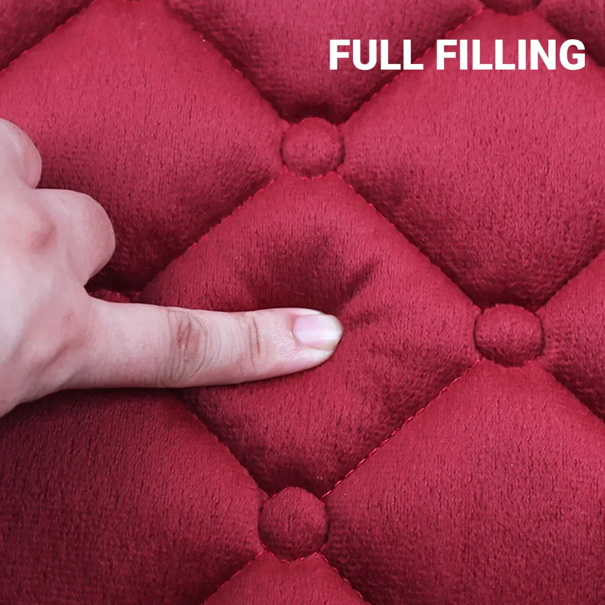 Universal Plush Seat Cushion Set Winter Warm with Backrest for Rear Row - Red โ image 6