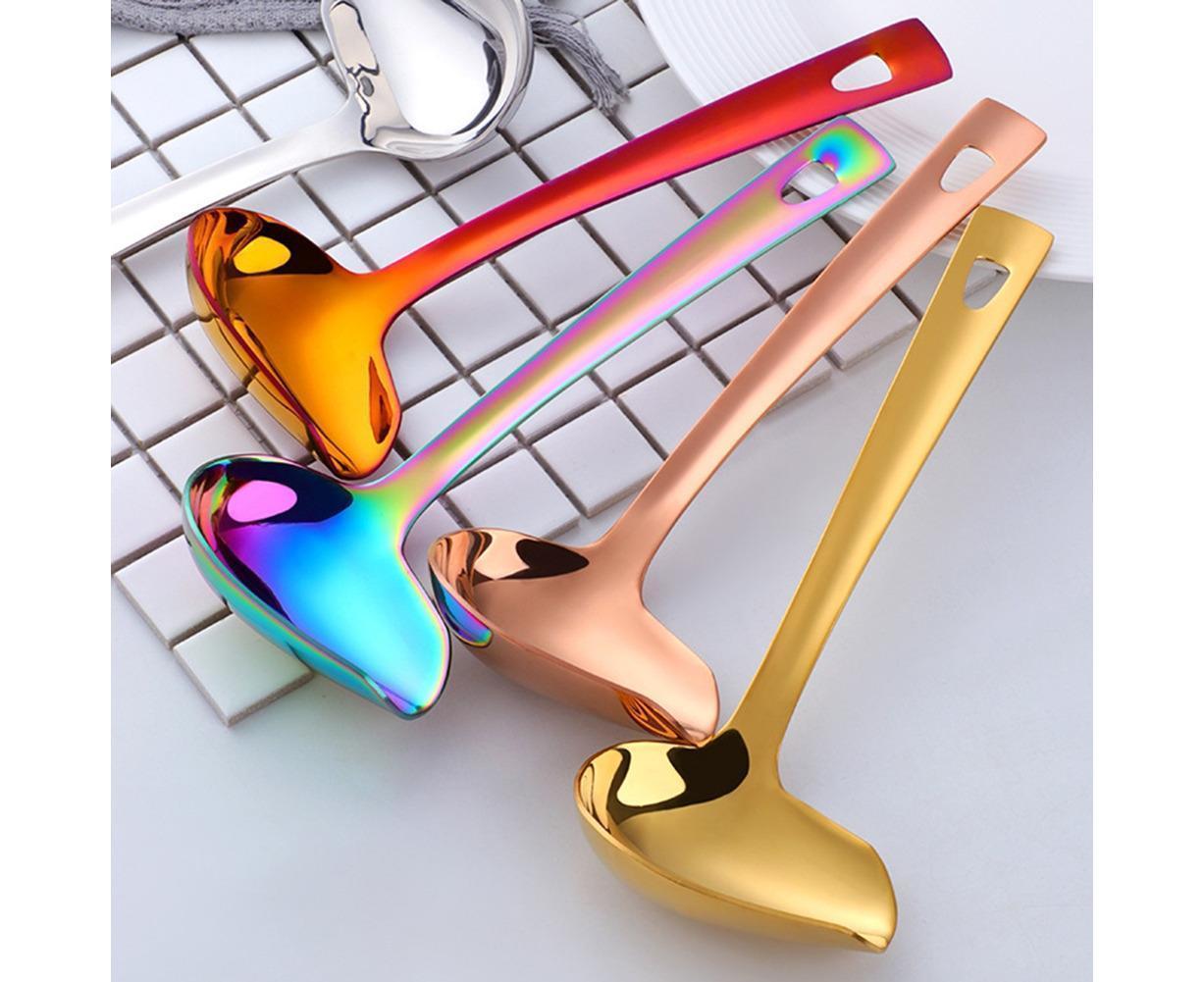 Stainless Steel Duck Mouth Oil Spoon Hanging Hot Pot Soup Ladle Scoop Tableware-Rose Gold โ image 2