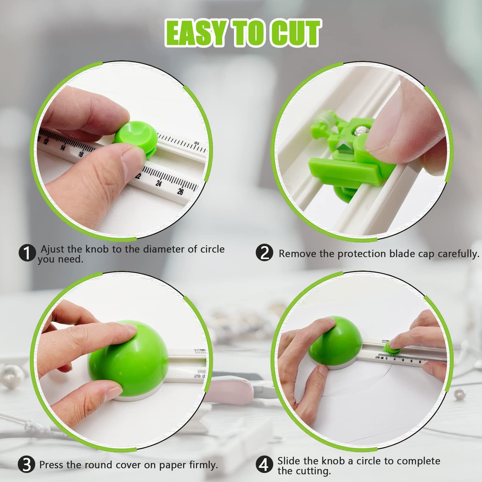 Circle Cutter, Circular Paper Cutter Circle Paper Trimmer Rotary Cutter Craft Supplies, Round Cutting Knife Cards Cutters ( Green ) โ image 5