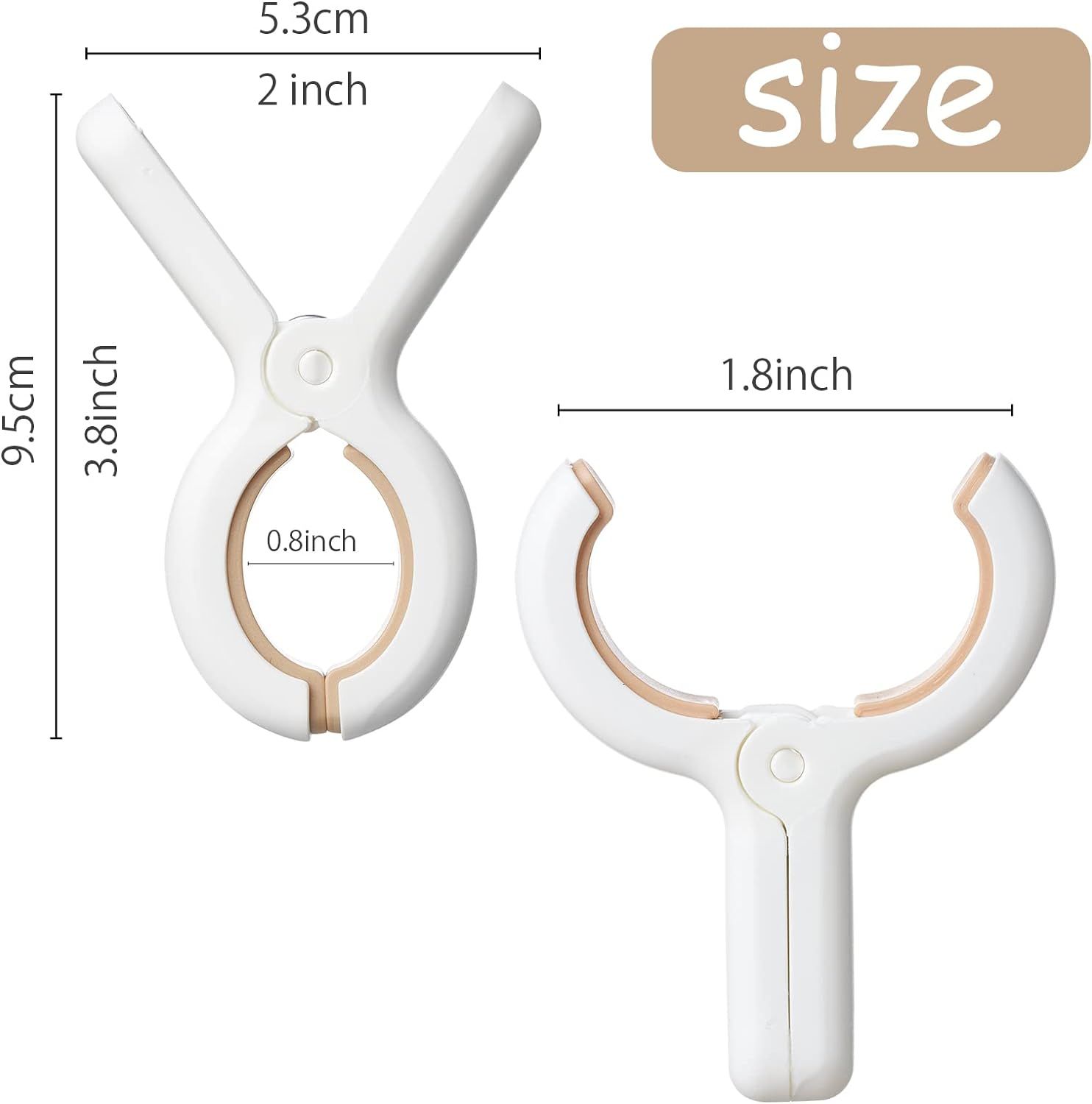 6 Pack Plastic Clothes Pins with Strong Anti-Rust Springs,Heavy Duty Beach Towel Clips,Laundry Clothespins to Keep Your Towel