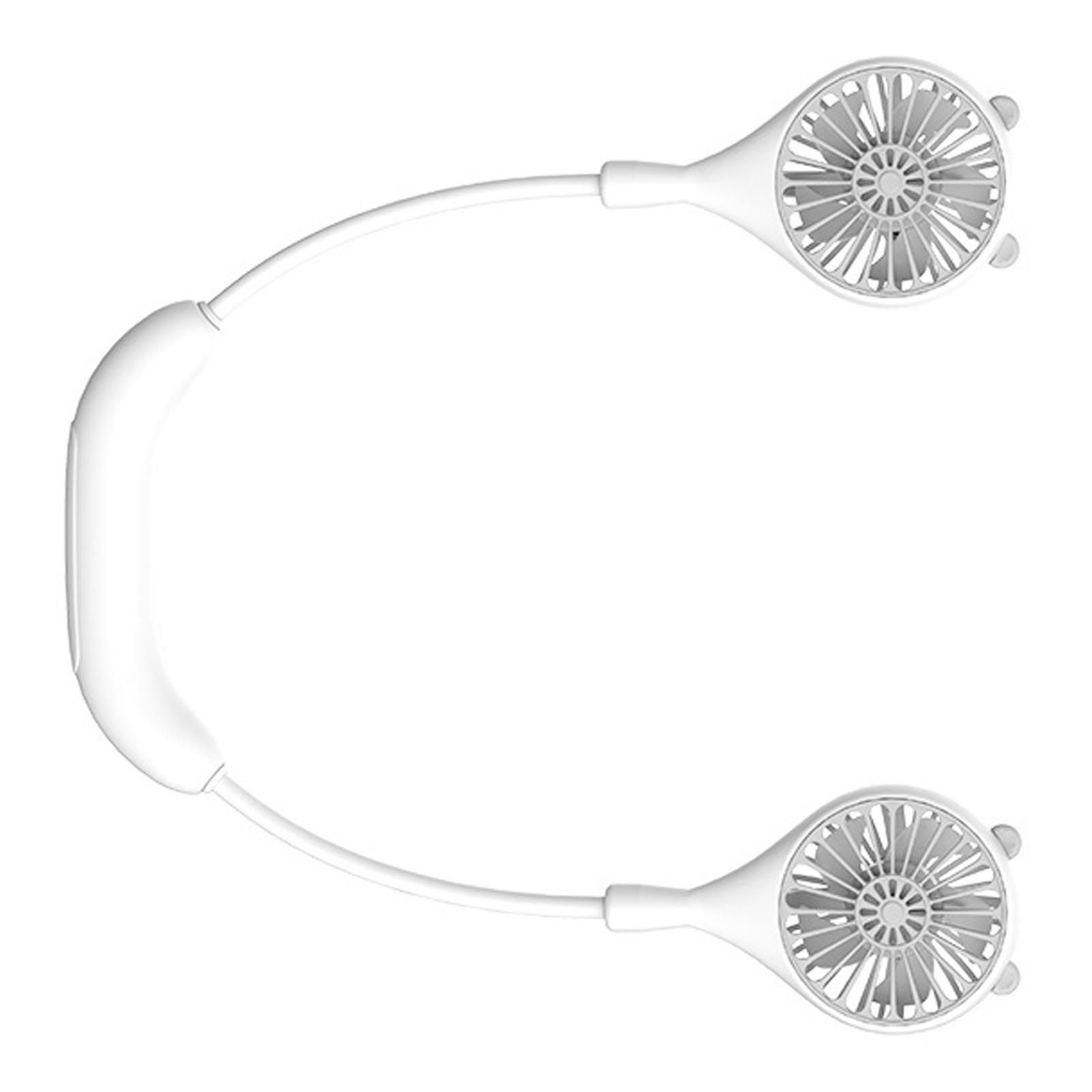 Neck Fan USB Rechargeable Cute Portable Retractable Universal Adjustment Cooling Fan For Outdoor Sports Travel White — image 4