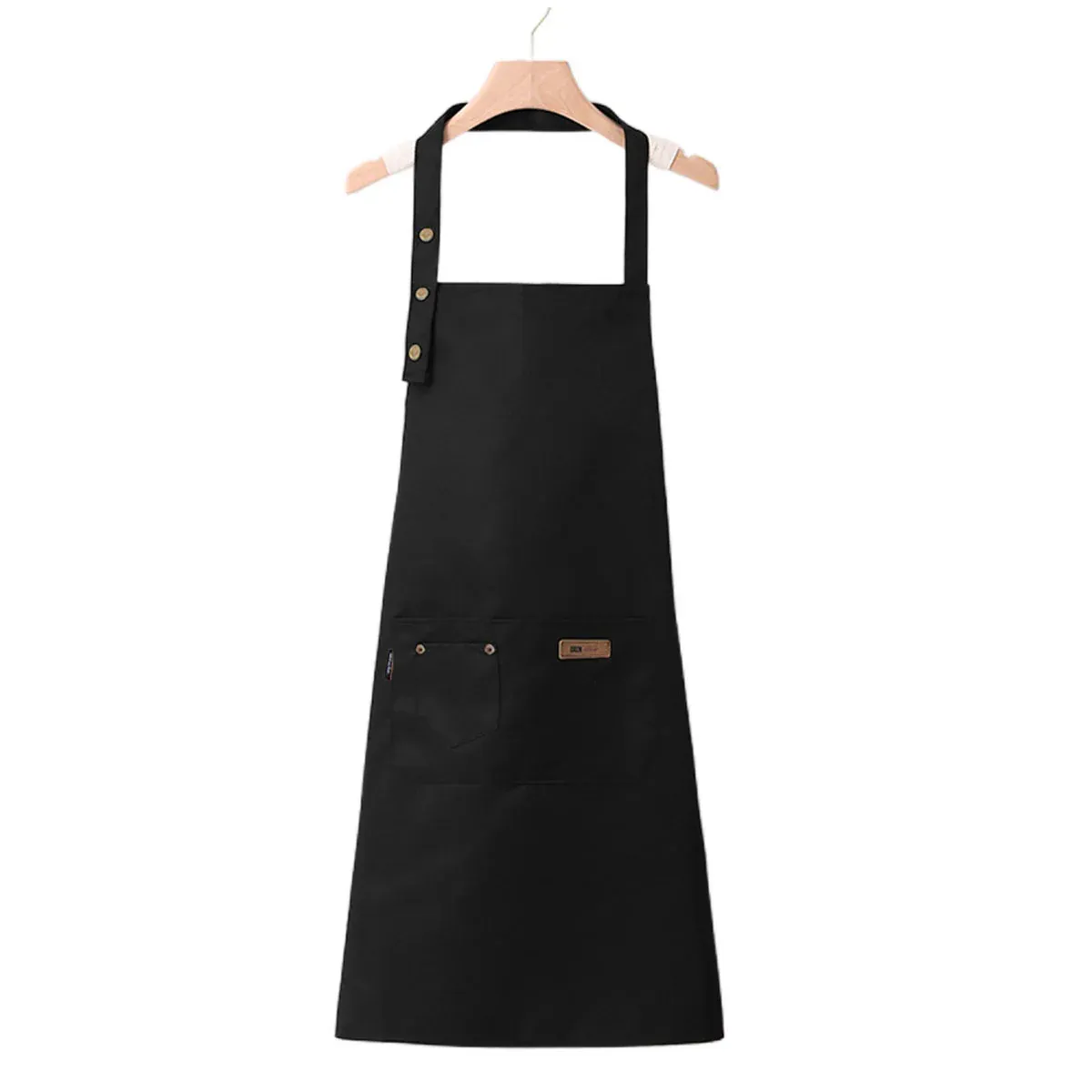 Adjustable Work Apron Neck Strap Waist Tie Kitchen Cooking Bib Apron Men Women - Black