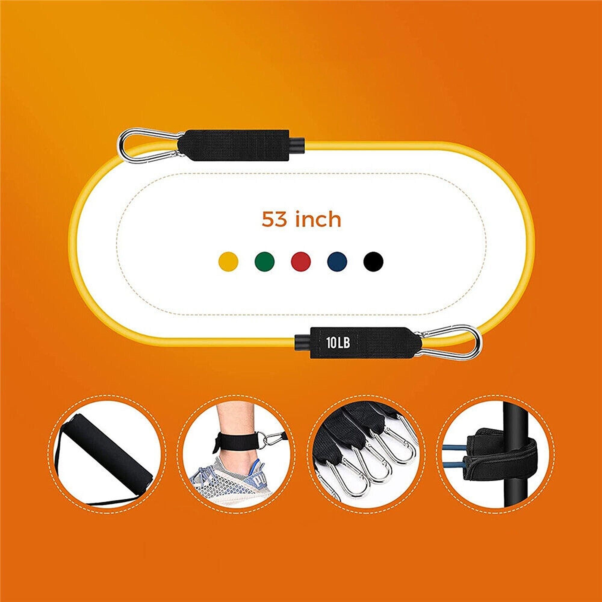 11pcs Resistance Band Set for Yoga Pilates and Fitness Exercises - 150lbs โ image 5