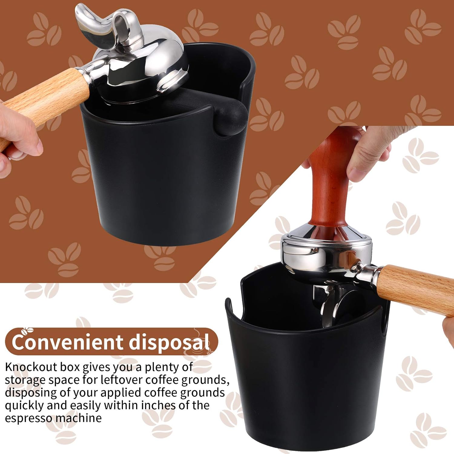 Set of 2 Pieces Espresso Knock Box and Coffee Tamper Mat Reliable Barista Tools with Removable Knock Bar Non-slip Base Food Safe Silicone Espresso Tamper Mat โ image 4