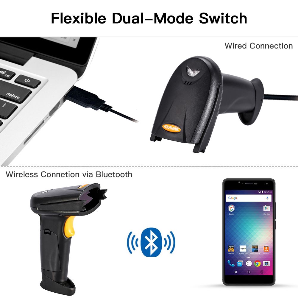Wireless Barcode Reader Handheld Laser Barcode Reader Both Bluetooth / USB compatible Laser Sca โ image 5