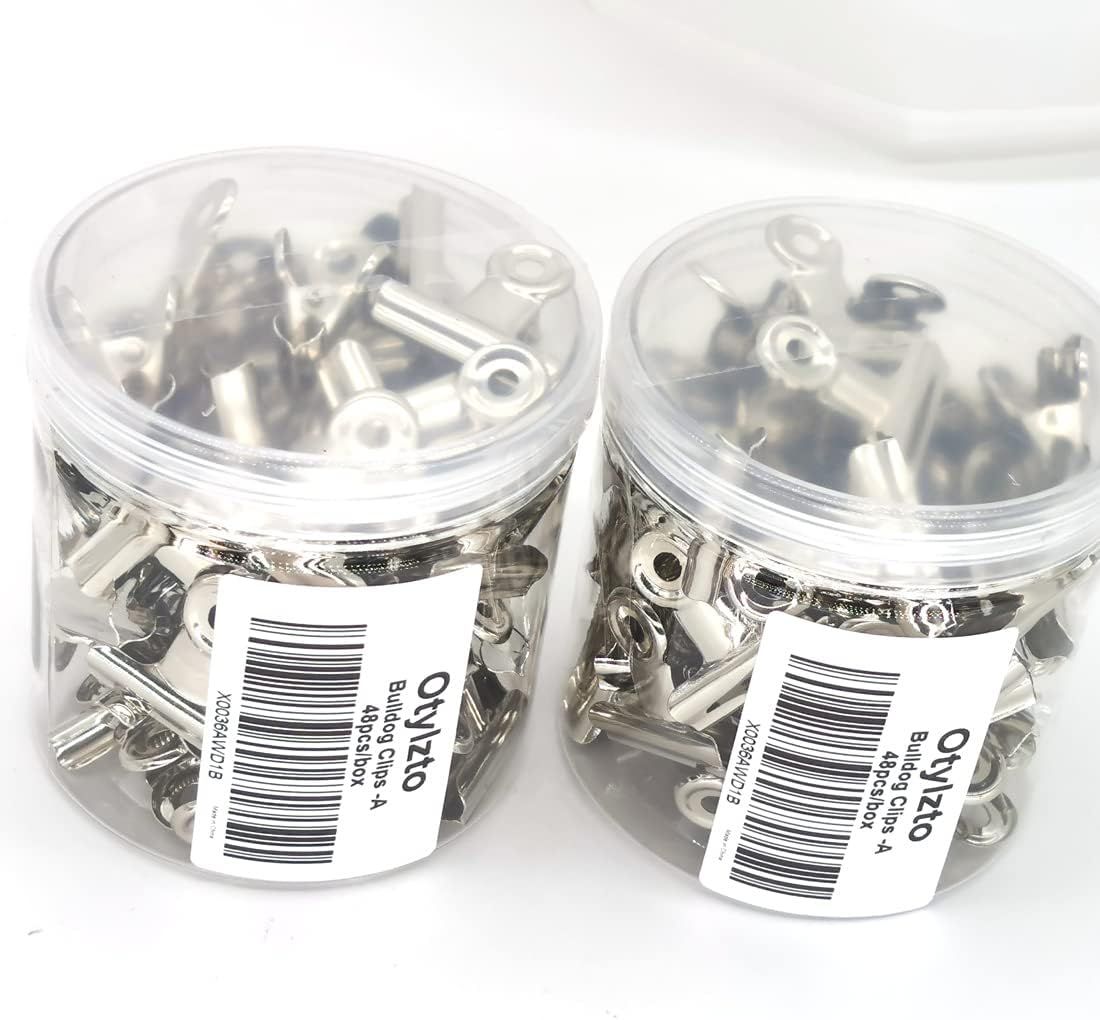 48PCS Bulldog Clips Silver 1.25 Inches,Mini Binder Clips,Metal Paper Clips with Transparent Storage Box,Hinge Clips for Crafts โ image 3
