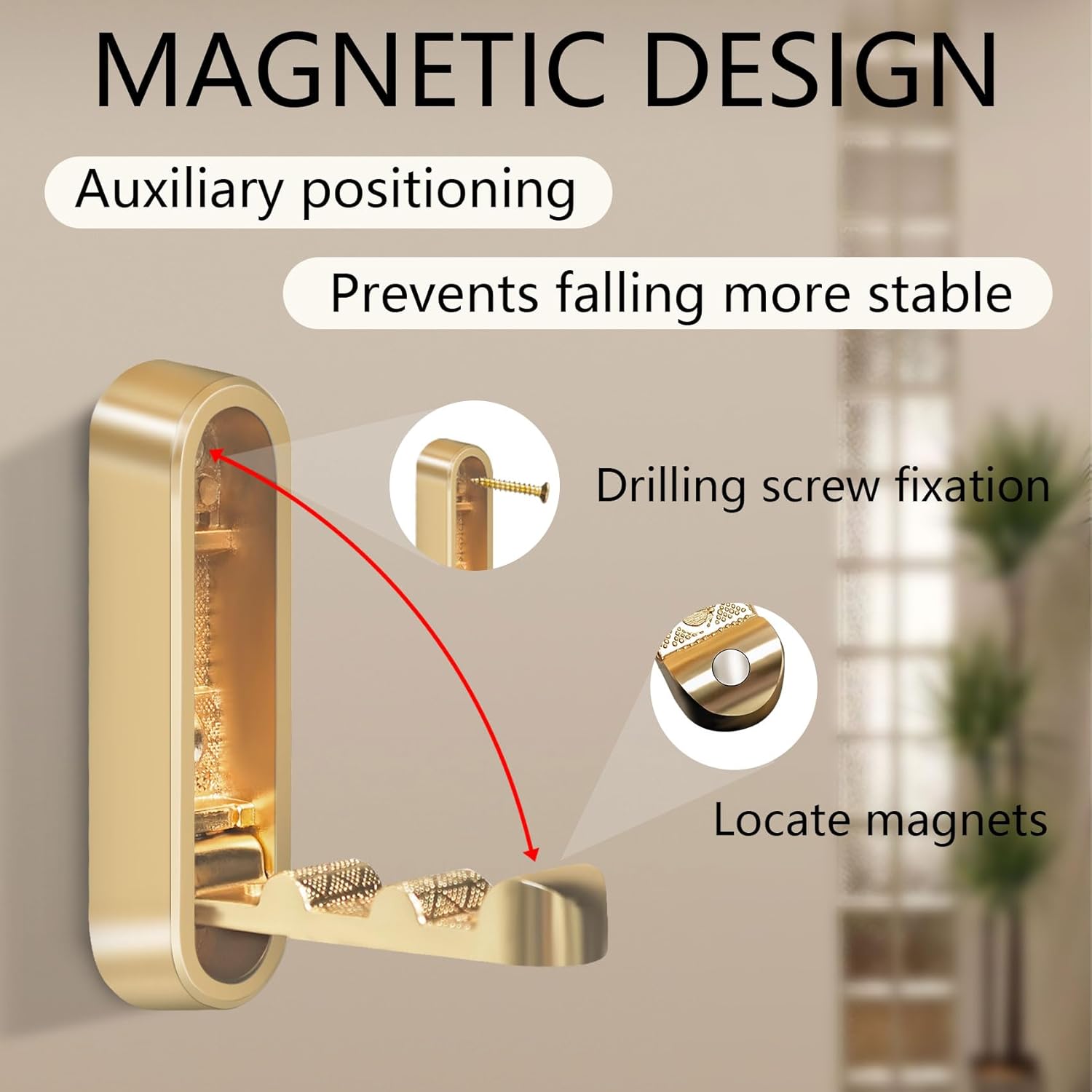 4PCS Foldable Gold Wall Hooks, Heavy Duty Zinc Alloy Folding Wall Hooks, Folding Hidden Coat Hooks Wall Mount Bathroom Foldable Towel Hooks for Hanging — image 4
