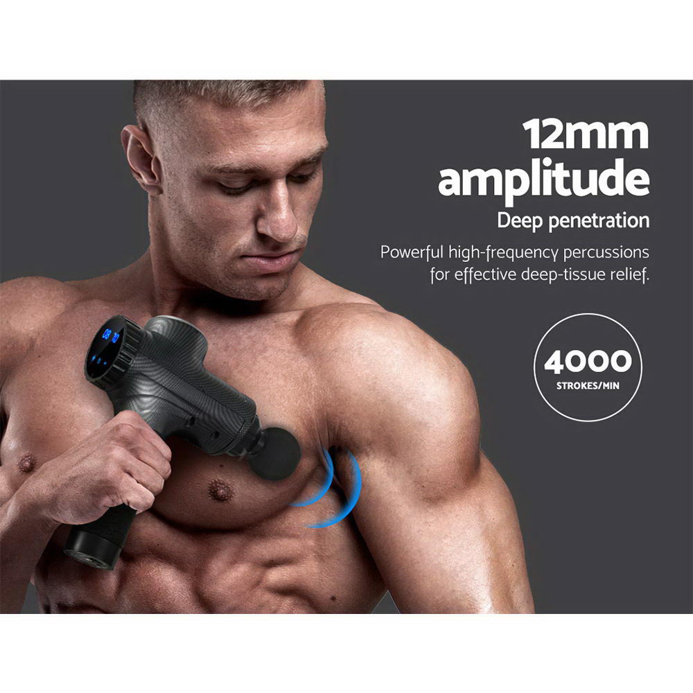 Everfit Massage Gun 30 Speed 6 Heads Vibration Muscle Massager Chargeable Grey — image 4