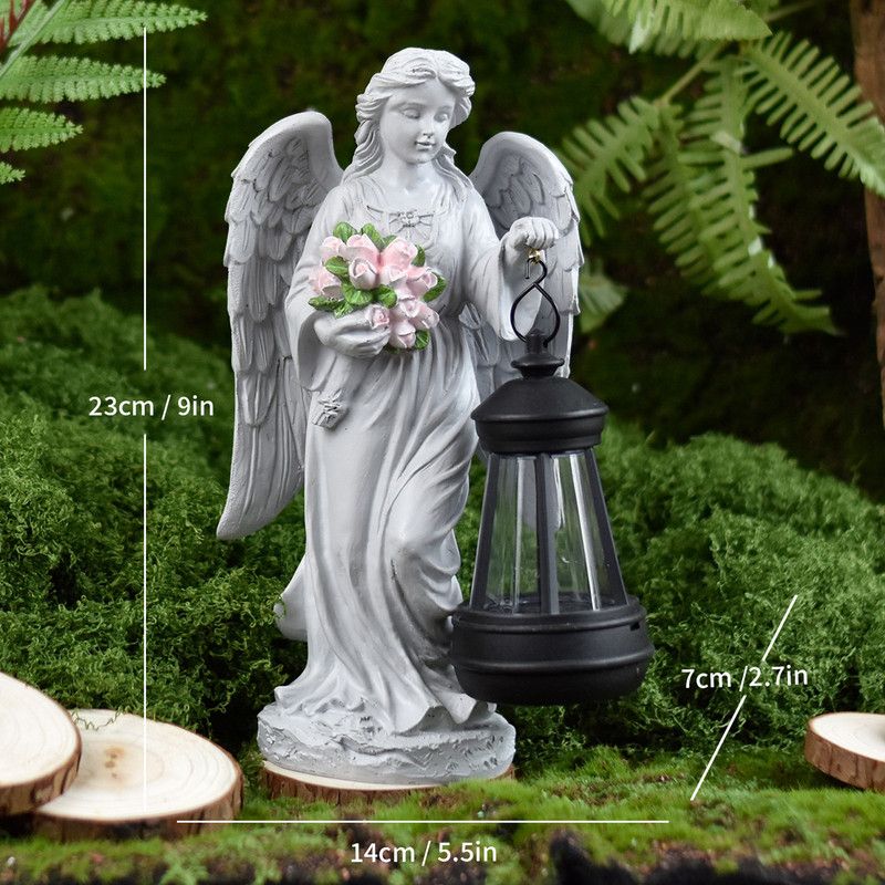 Solar-Powered Angel Lantern Outdoor Light, Resin Waterproof Garden Decorative Light, Walkway and Lawn Mood Light, Garden Statue Ornament for Ambiance — image 4