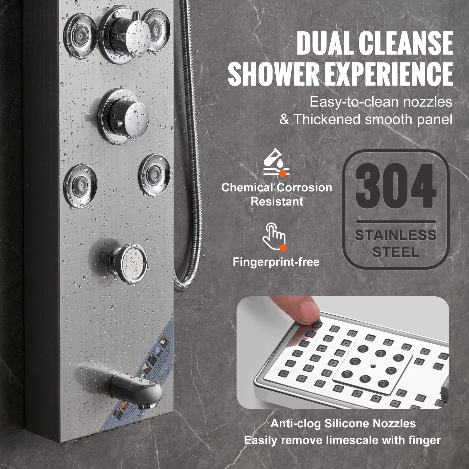 Shower Panel System, 6 Shower Modes, LED & Screen Hydroelectricity Shower Panel Tower, Rainfall, Waterfall, 8 Massage Jets, Tub Spout, Handheld Shower โ image 6