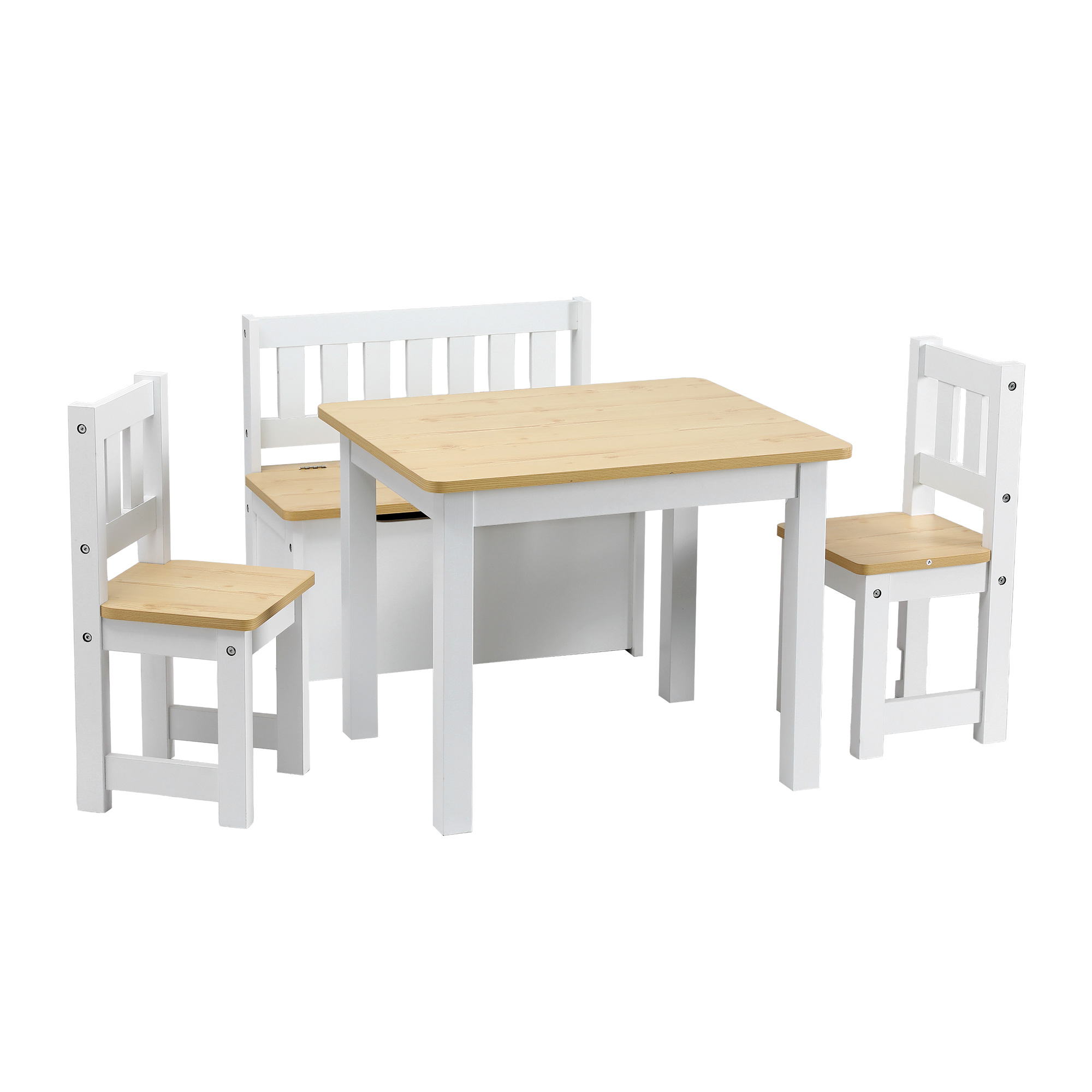 Keezi 2 in 1 Kids Table and Chair Set, Activity Table with Storage Bench and 2 Chairs for Reading, Drawing, Writing, Snack Time & Arts Crafts, 4 PCS Toddler — image 3