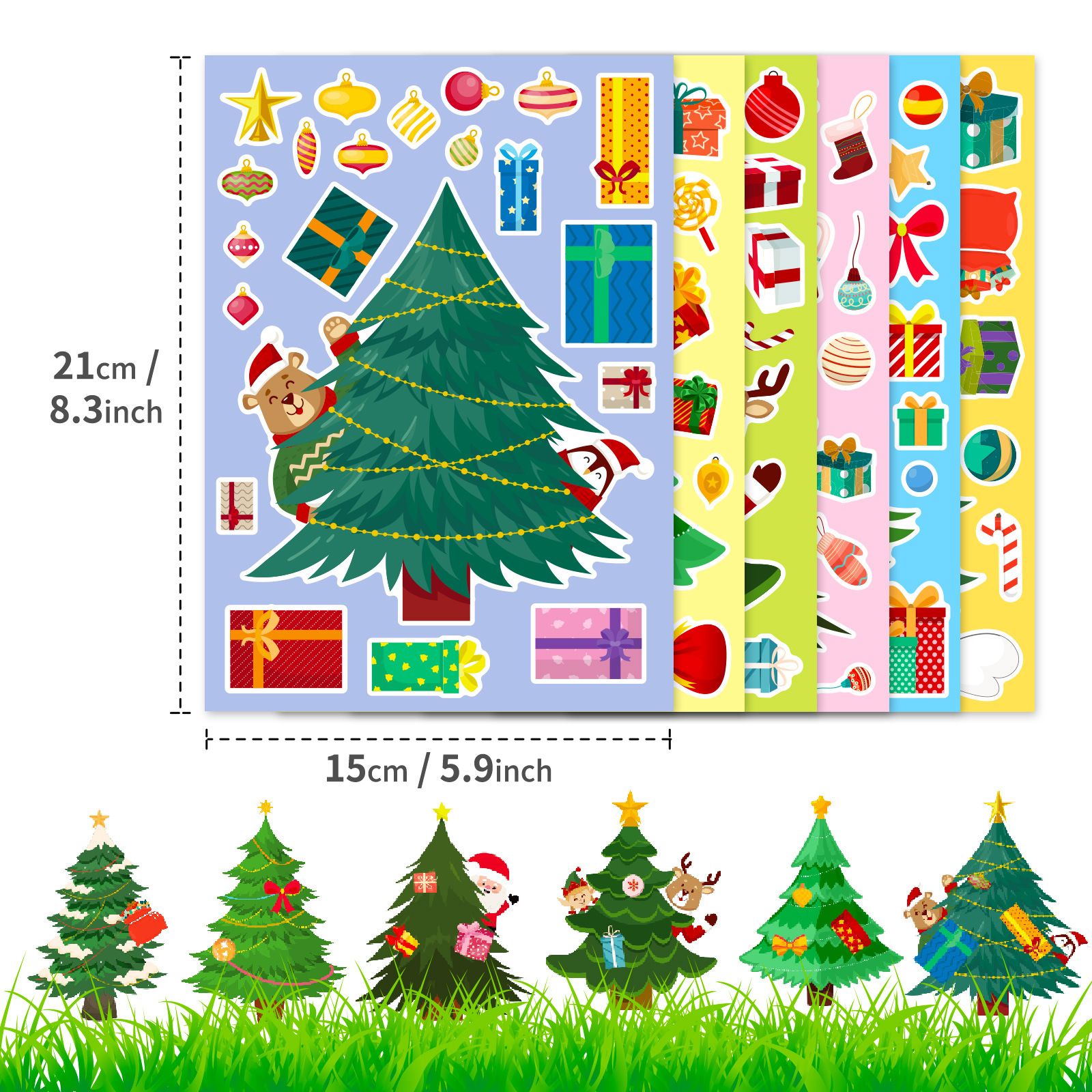18 Piece Christmas Craft Sticker Set, DIY Holiday Decoration Stickers for Party Favors, Classroom Activities, Cards and Gift Crafts — image 6