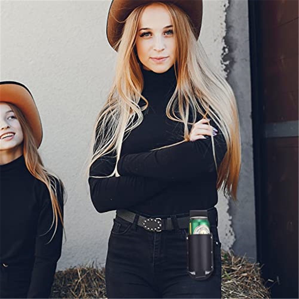 3 Pcs Beer Holster Classic PU Leather Beer Holster Bottle Holders Drink Belt Waist Bag Drink Holder for Travel Outdoor, Espresso Brown โ image 5