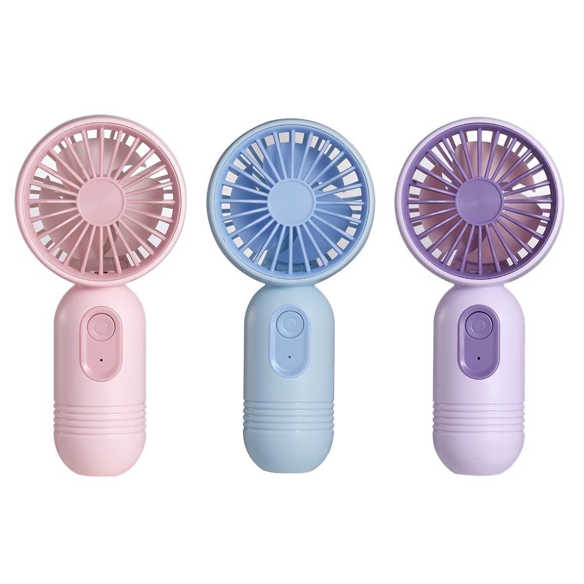 Portable Mini Fan 3-pack Handheld Personal Small Fan with 3-speed for Travel, USB Rechargeable Battery Operated Eyelash Fan