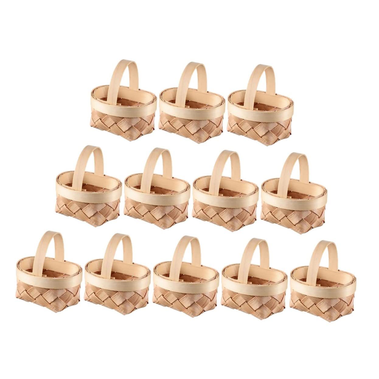 12pcs Mini Basket Mini Picnic Baskets Mini Accessories Mini Willow Baskets Woven Baskets Party Favor Household Candy Basket
