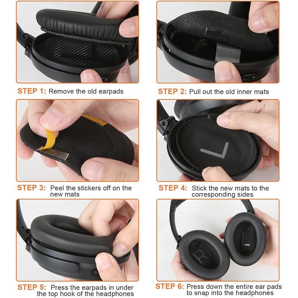 Pair of Replacement Ear Pads for Bose QC45 Headphone Ear Cushions Black — image 5