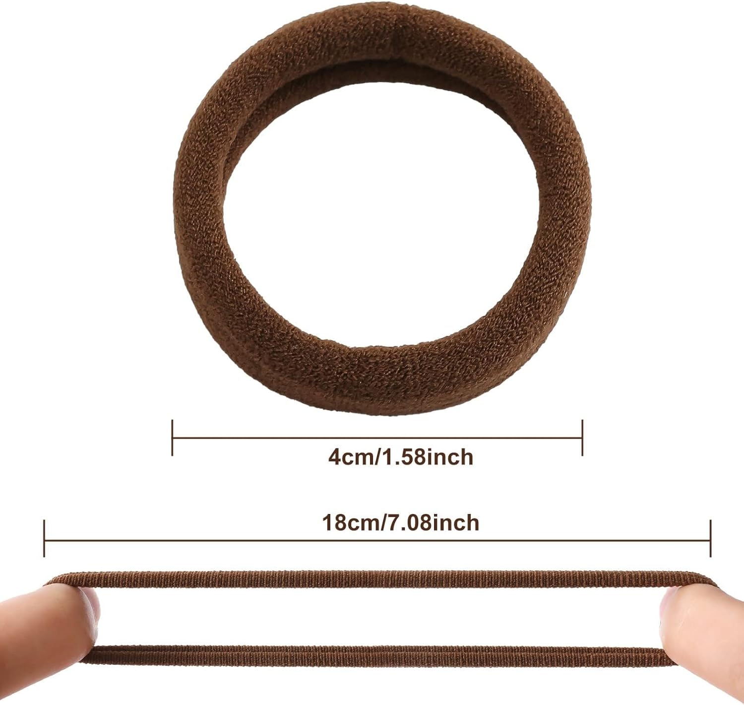 100 Pcs Thick Seamless Hair Ties, Ponytail Holders Hair Accessories No Damage for Thick Hair (Dark Brown Colors) — image 3