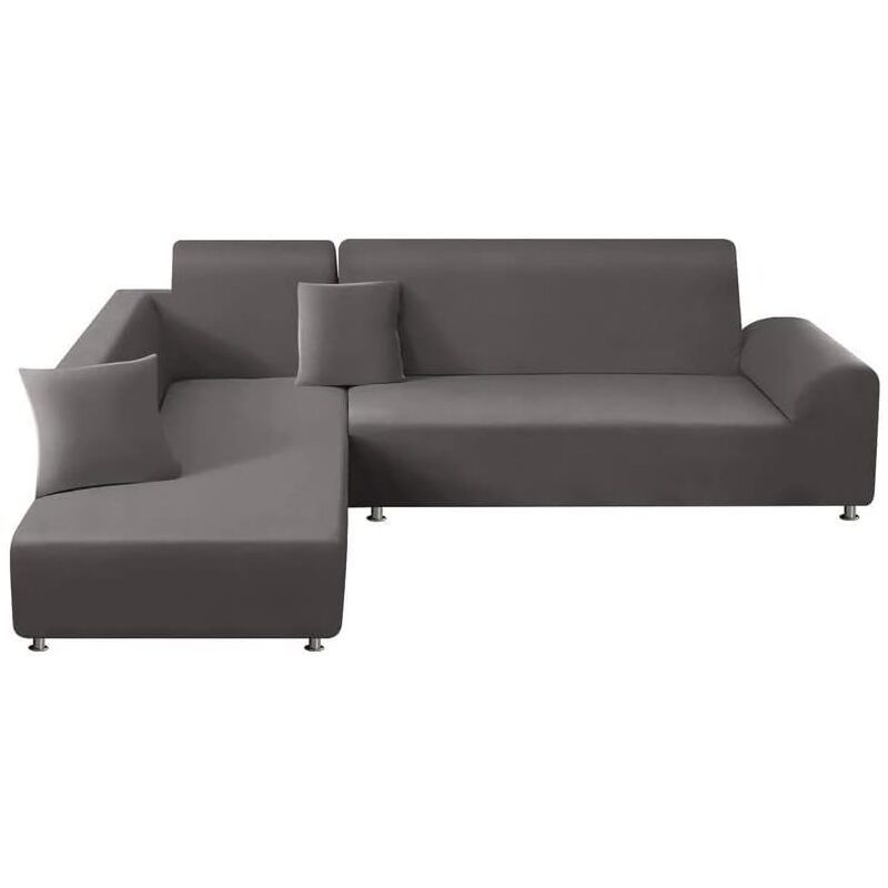 1 Piece Corner Sofa Cover with L Armrests and 1 Pillowcase, Stretch L Shape Cover, 90 to 140 cm