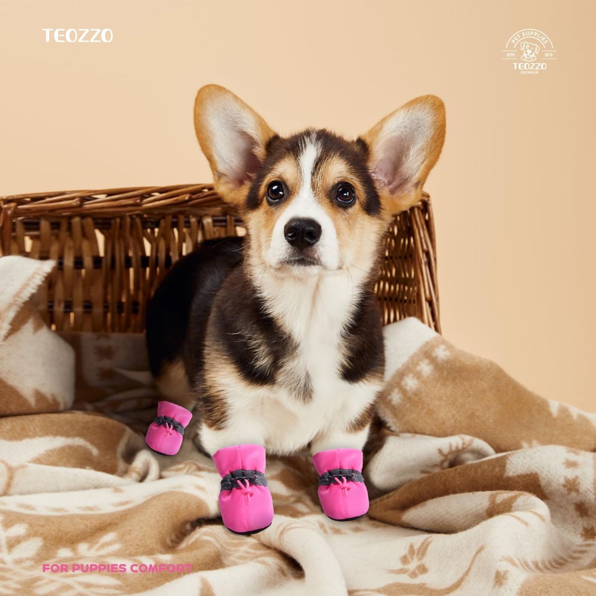 4PCS Dog Boots Paw Protector, Anti-Slip Winter Dog Shoes with Reflective Straps for Small Medium Dogs - Pink - Size 3 — image 3