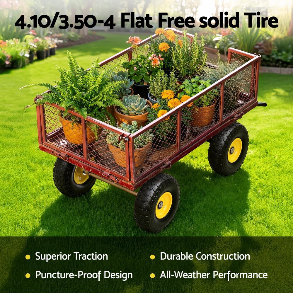 Gardeon 2pcs, 4.10/3.50-4 Tire And Wheel Flat Free, 26cm Solid Rubber Tires with 5/8 Axle Bore Hole And Double Sealed Bearings, Garden — image 2