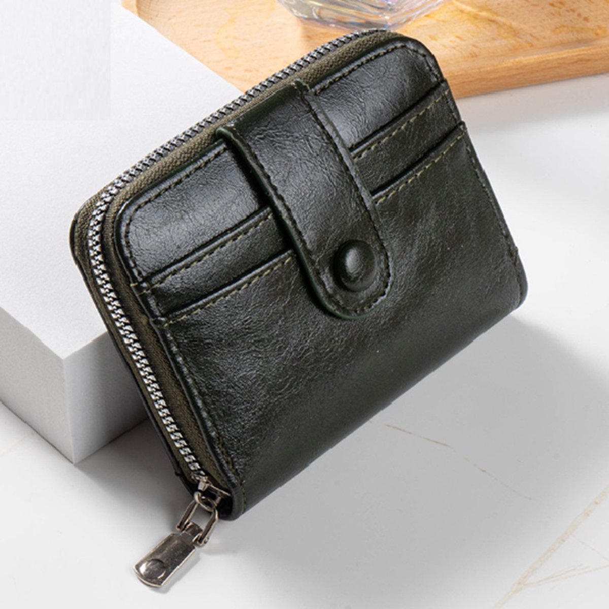 Billfold Retro Wallet & Card Holder | For 11 Cards | Credit Card Holder | With Cash Compartment | Card Holder | Wallet | PU Leather | Men's | Dark Green — image 3