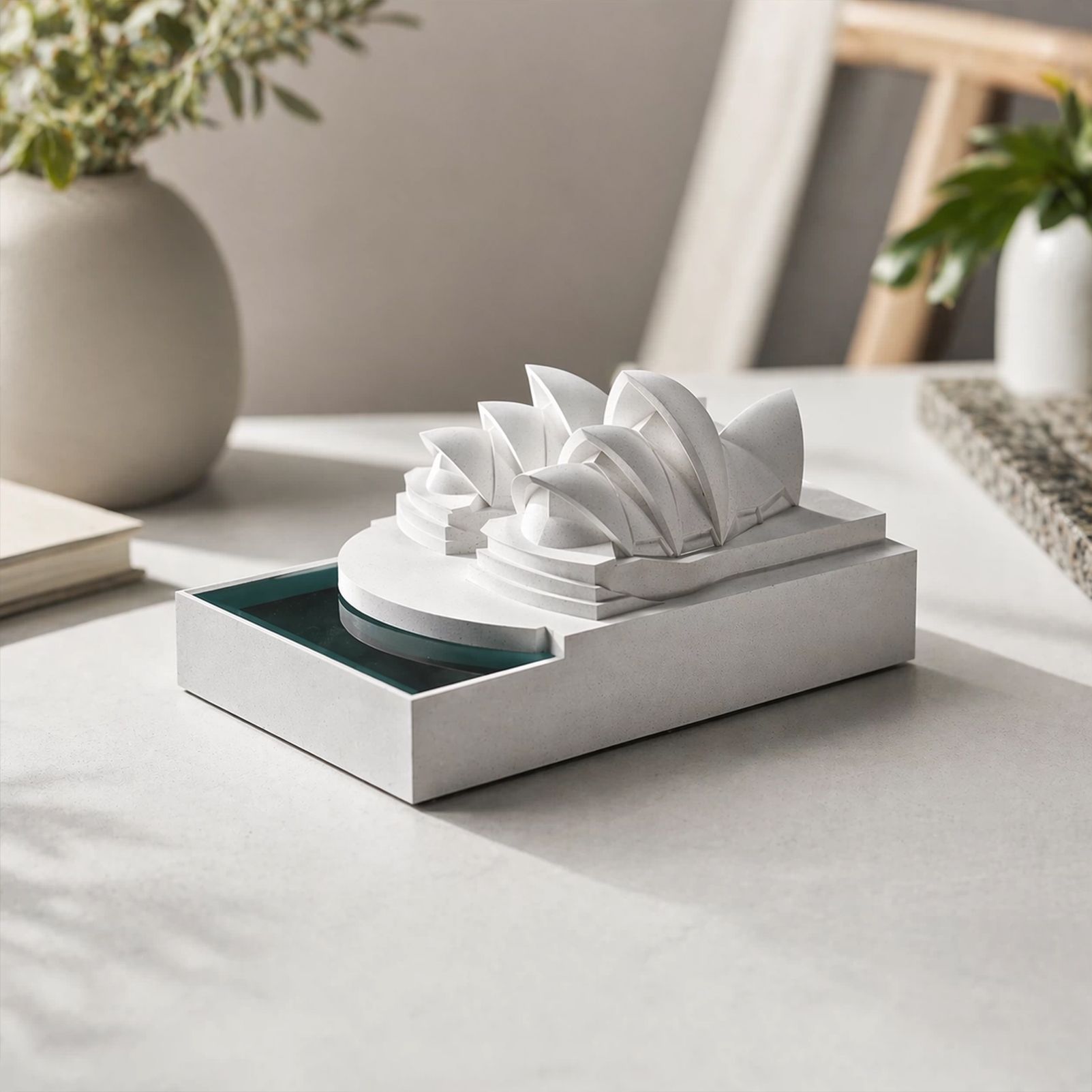 Sydney Opera House Concrete Model - Modern Architectural Sculpture Desktop Decor, Minimalist Cement Statue for Home Office Bookshelf, Unique Travel Souvenir & — image 4