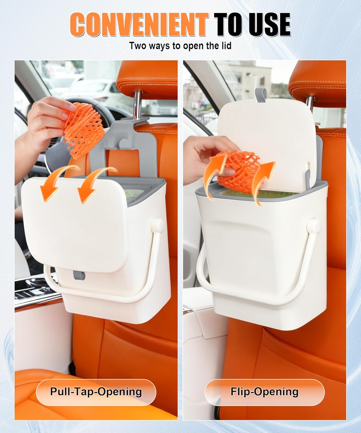 Car Trash Can with Lid and Phone Holder, Universal Bin, Waterproof Hanging Vehicle Garbage Can, Leak Proof Organizers Storage, Accessories Interior for Women â image 4