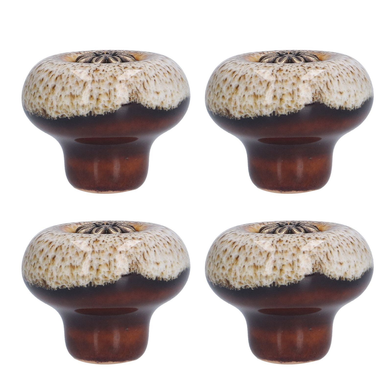 4 Set Cabinet Handle Retro Round Shaped Single Hole Door Knob for Home Bedroom Living RoomGreen Ancient Leopard Print White โ image 4