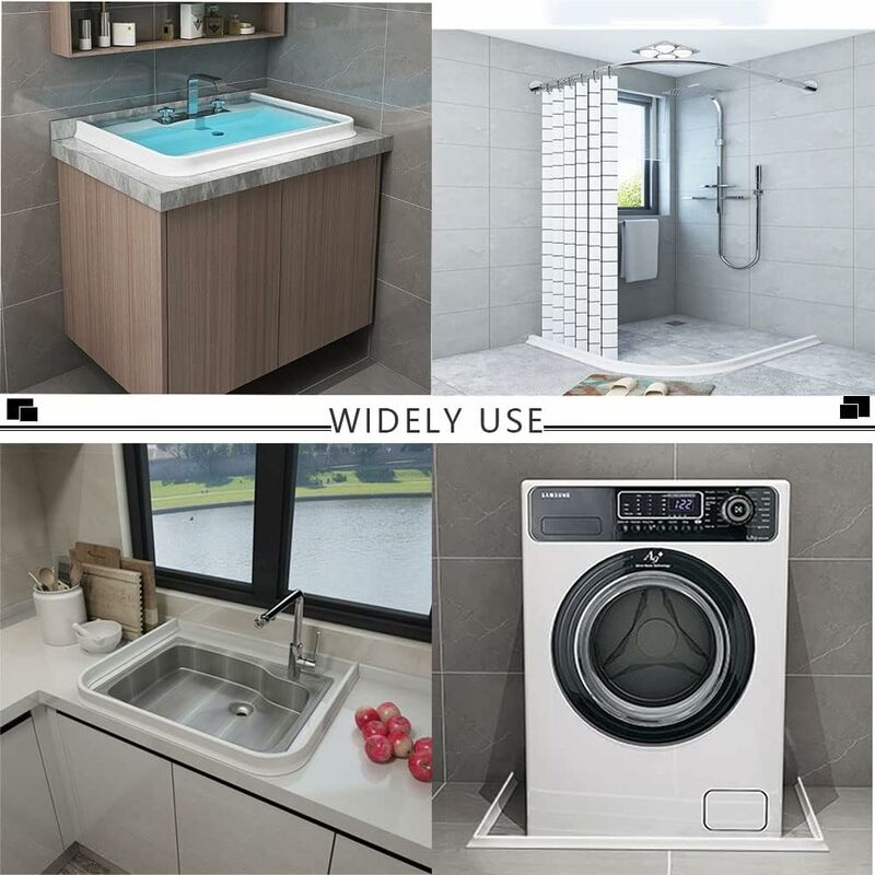 2M/78In Silicone Shower Threshold Water Barrier, Wet ROom Floor Water Barrier, Bathroom Water DAm, Shower Sealing — image 3