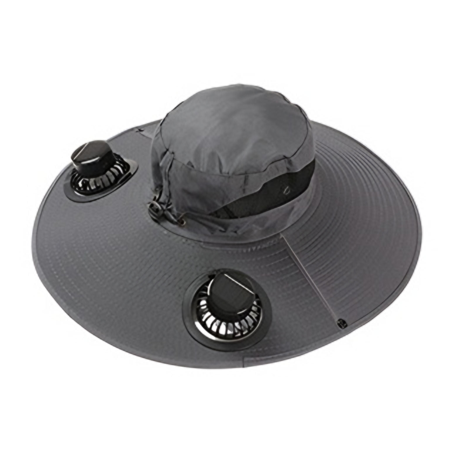 Solar Fan Hat Wide Brim Solar Fan Hat Outdoor Wide Brim Sun Hat with Solar Fan Fishing Hat, Removable & USB Charging Fan B-Dark Gray — image 2