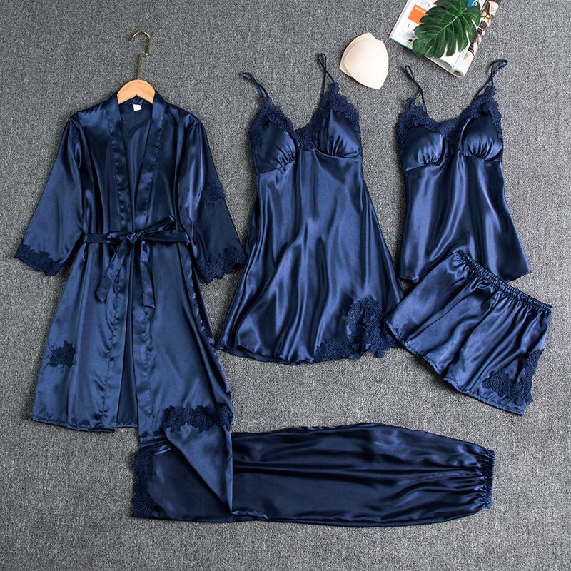 Women Five Piece Sleepwear Set Polyester V Neck Pink โ image 3