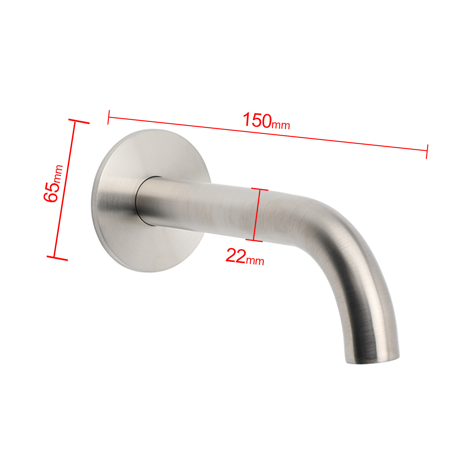 Brushed Nickel 150mm Round Curve Faucet Water Outlet Swivel Bathtub Filler Spout — image 2