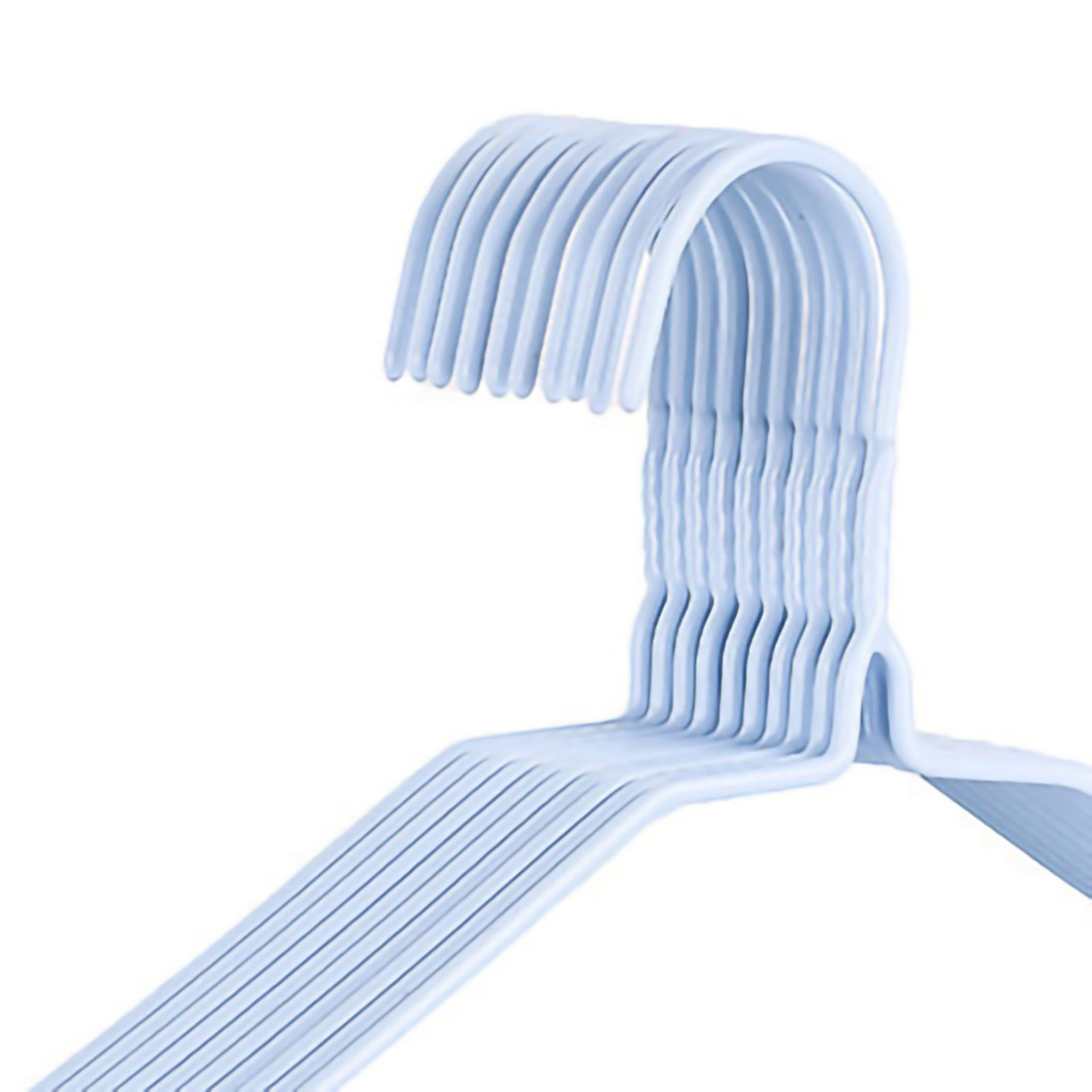 10Pcs Seamless Clothes Hanger Wet Dry Use Anti Deformation Anti Slip Colored Clothes Hangers for Home Dorm Nordic Blue 38cm — image 2