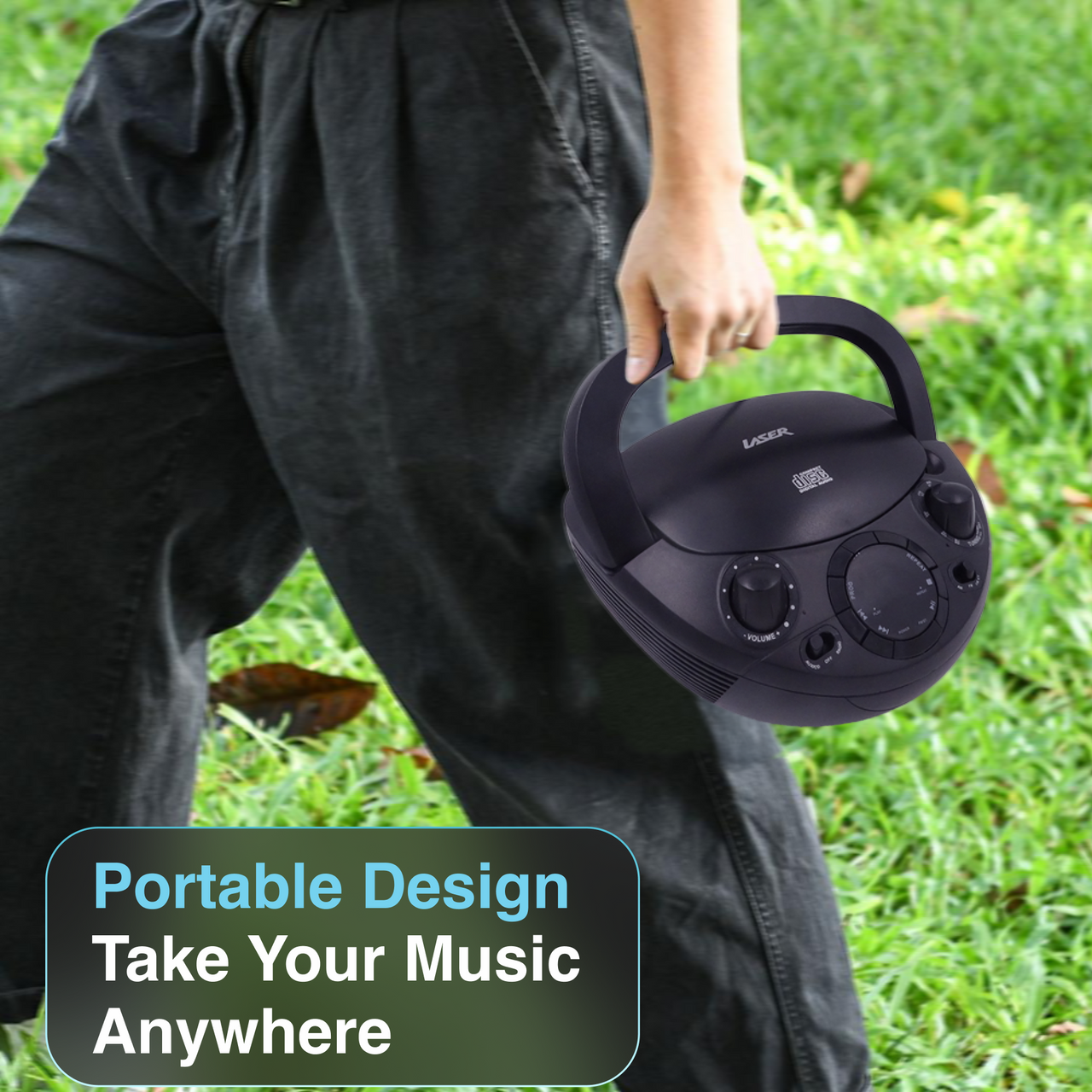 Laser Black Portable CD Boombox with AM/FM Radio — image 3