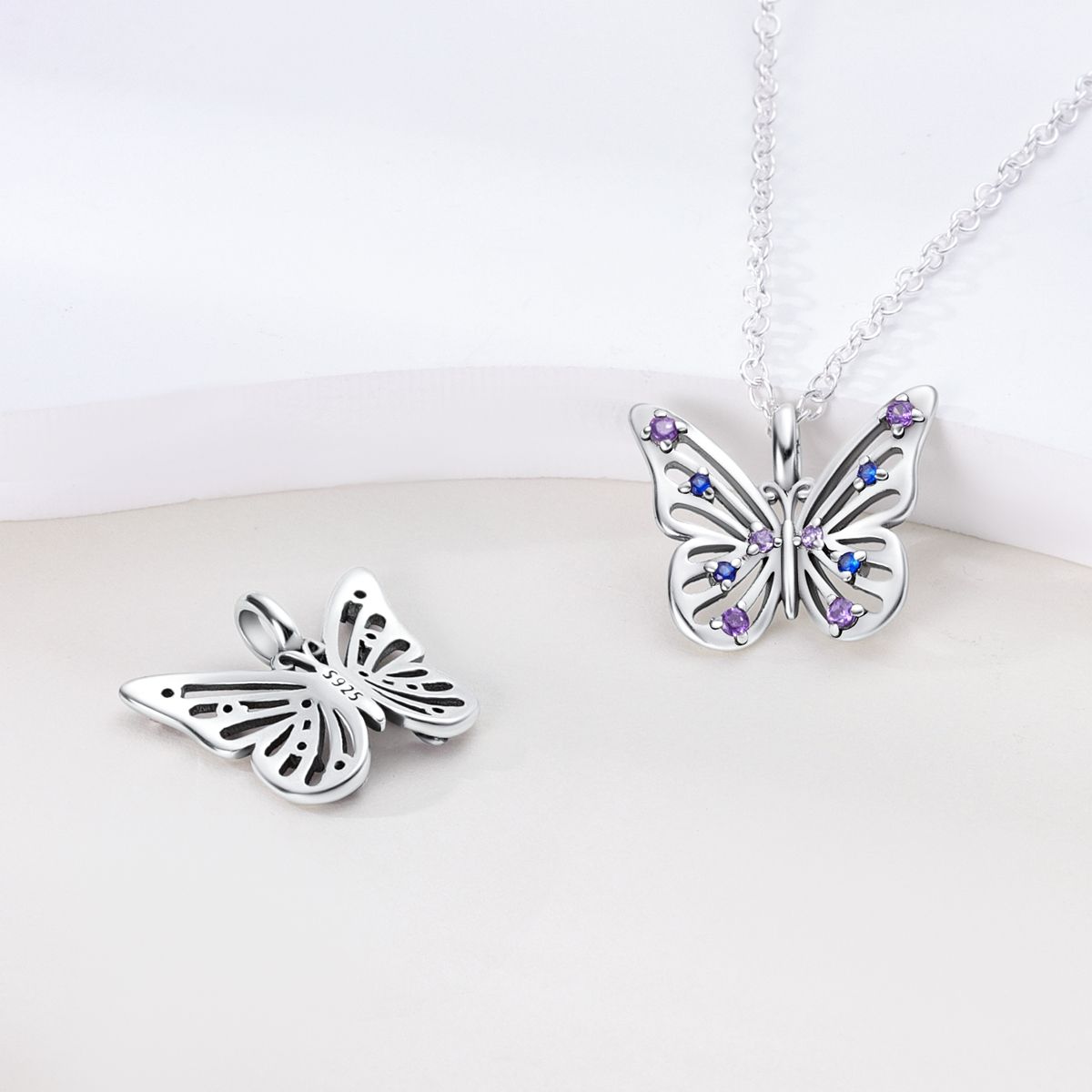 925 Sterling Silver Necklace for Women, Pendant with Lollipop, Heart, Moon, Geometric, Simple, Fine Jewelry Gift — image 3
