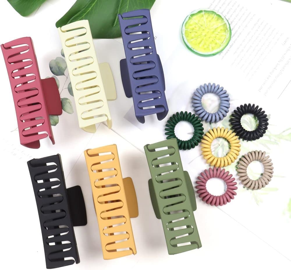 6-Pack Strong Rectangular Hair Clips for Thick Hair, Non-Slip Matte Solid Color, Multicolor — image 6