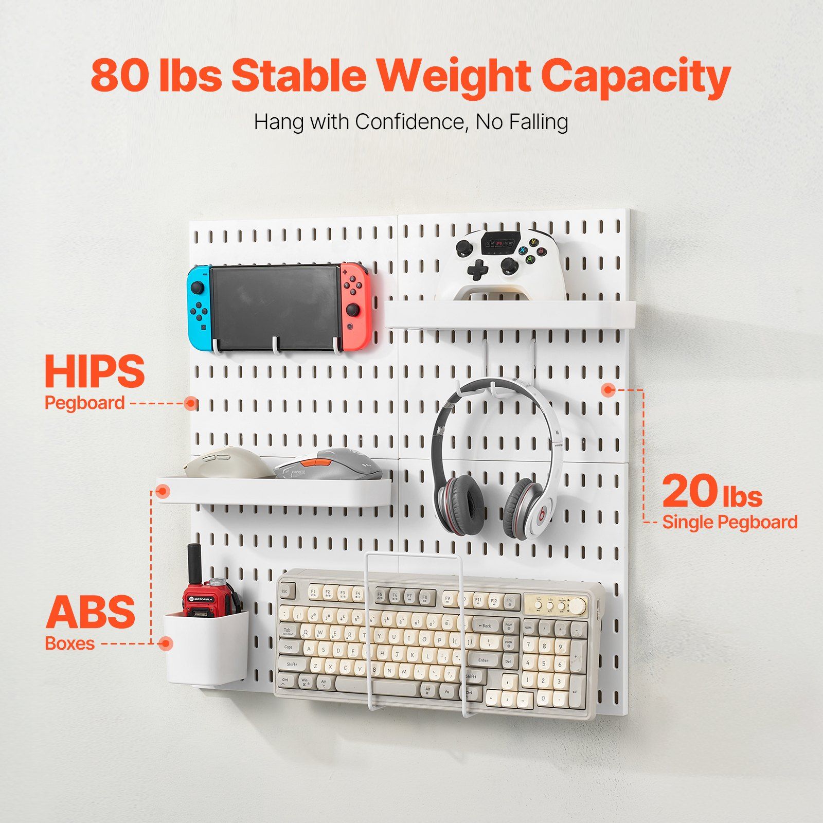 280 x 280 mm Plastic Pegboard Set, 4-Panel Combination Wall Organizer Kit with Accessories, Storage Solution for Garage, Kitchen, Craft Room, Office & — image 3