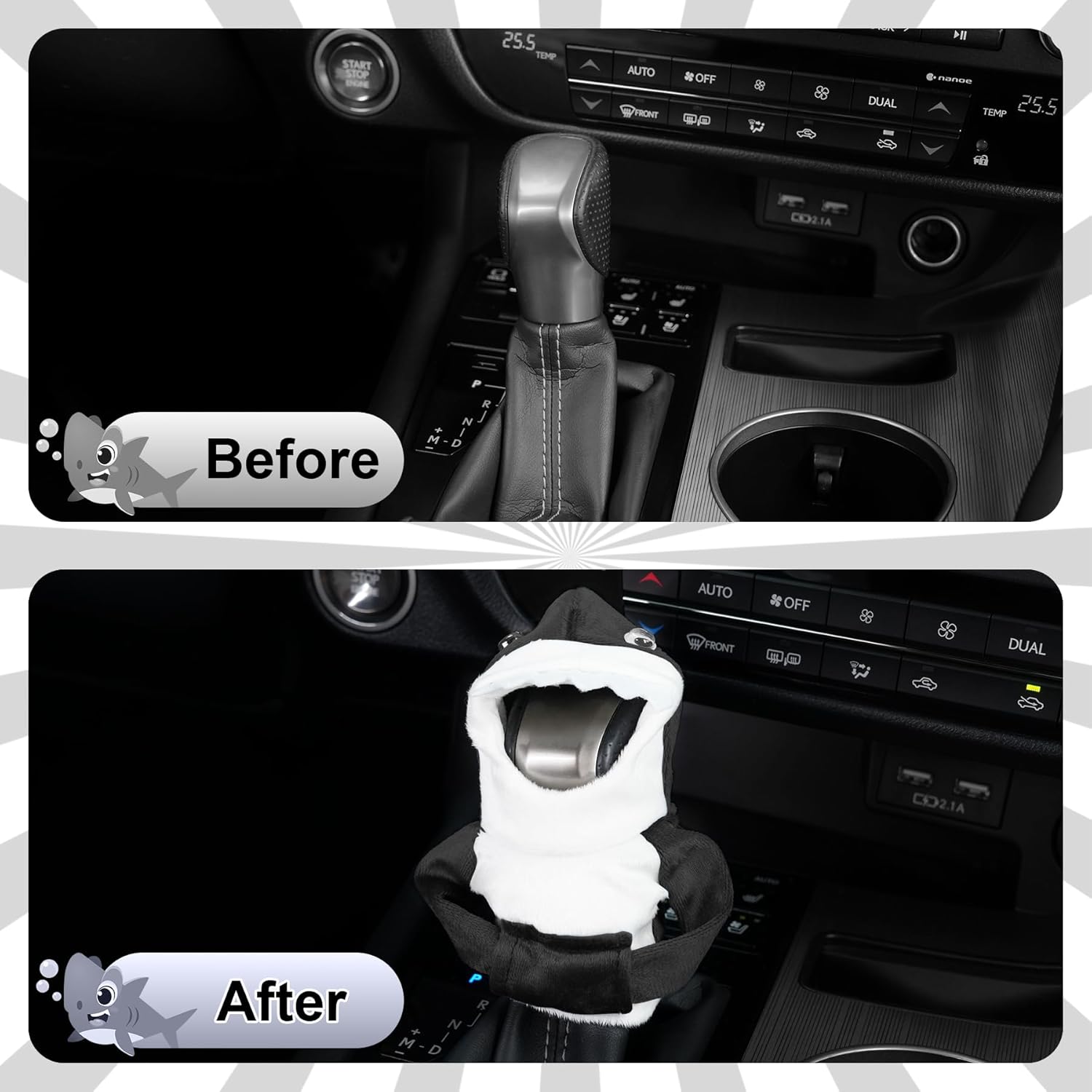 Car Gear Shift Cover, Universal Hoodie, Cute Shark Cover for Knob Protection, Automotive Interior Gadgets, Accessories Women and Man Gifts Black — image 2