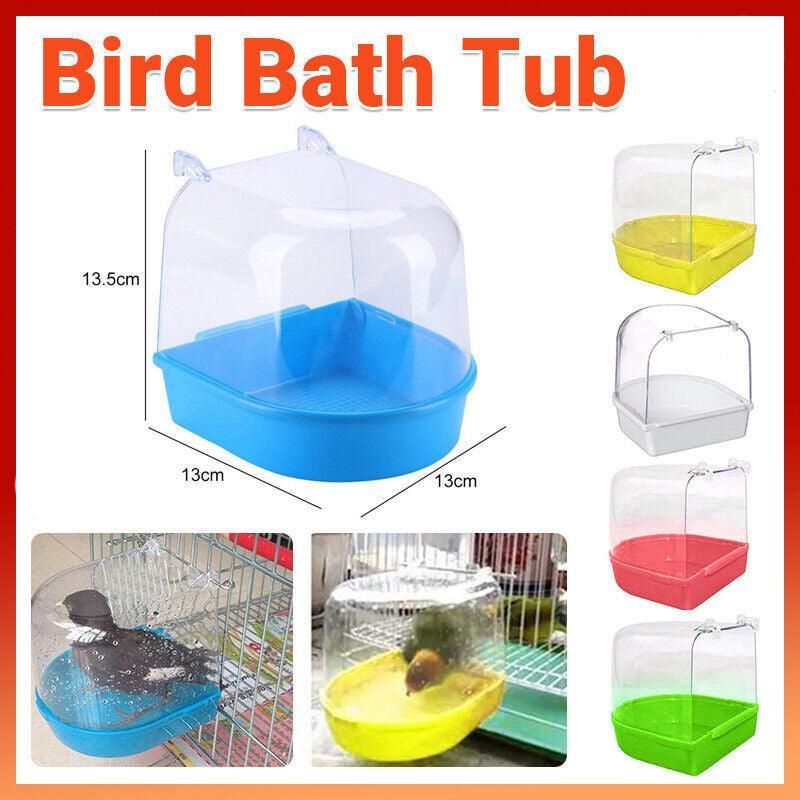 Bird Water Bath Tub For Pet Cage Hanging Bowl Parrot Birdbath Pet Cleaning - Yellow โ image 2
