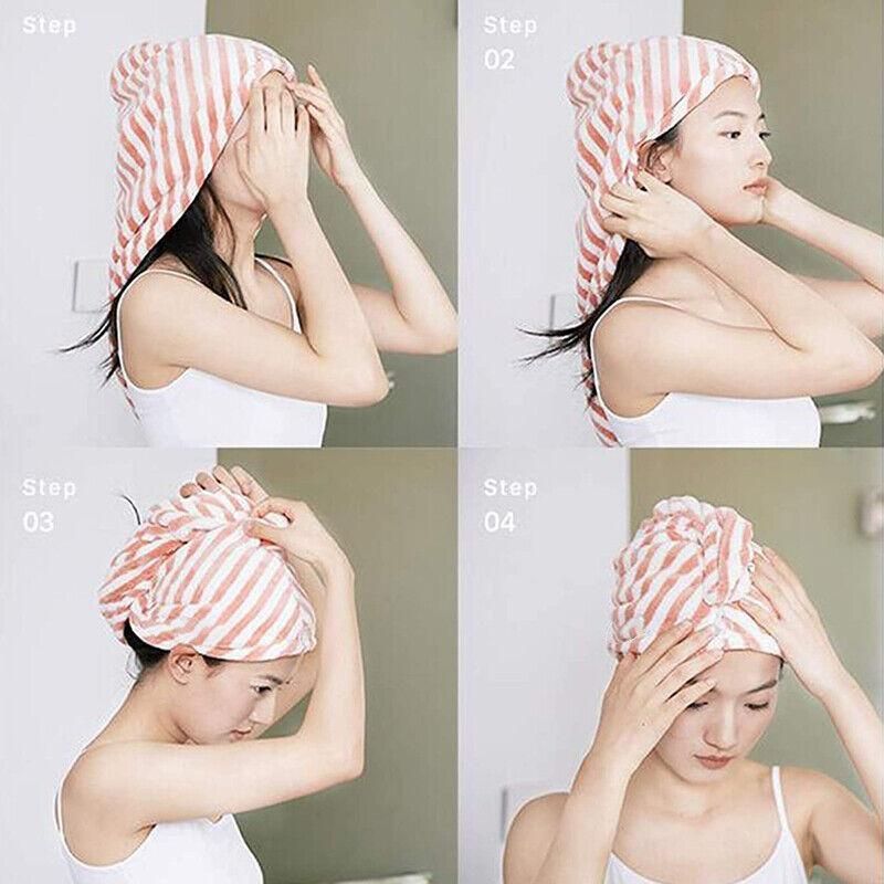 Magic Instant Dry Hair Towel Rapid Fast Drying Hair Towel Fast Absorbent Hat Cap - Orange — image 5