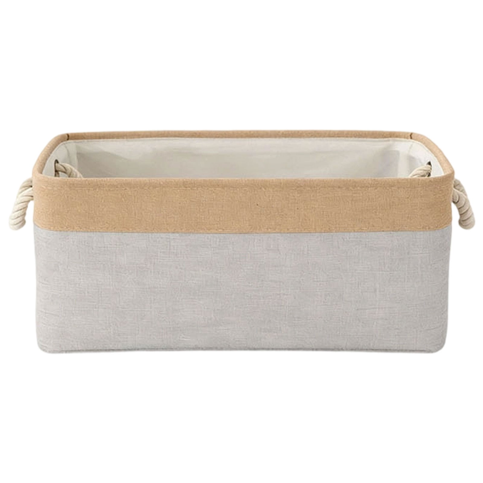 Fabric Storage Basket with Reinforced Handles, Closet Wardrobe Organiser for Clothes Shelves, 41.6 × 19.8 × 31.8 cm, Light Gray