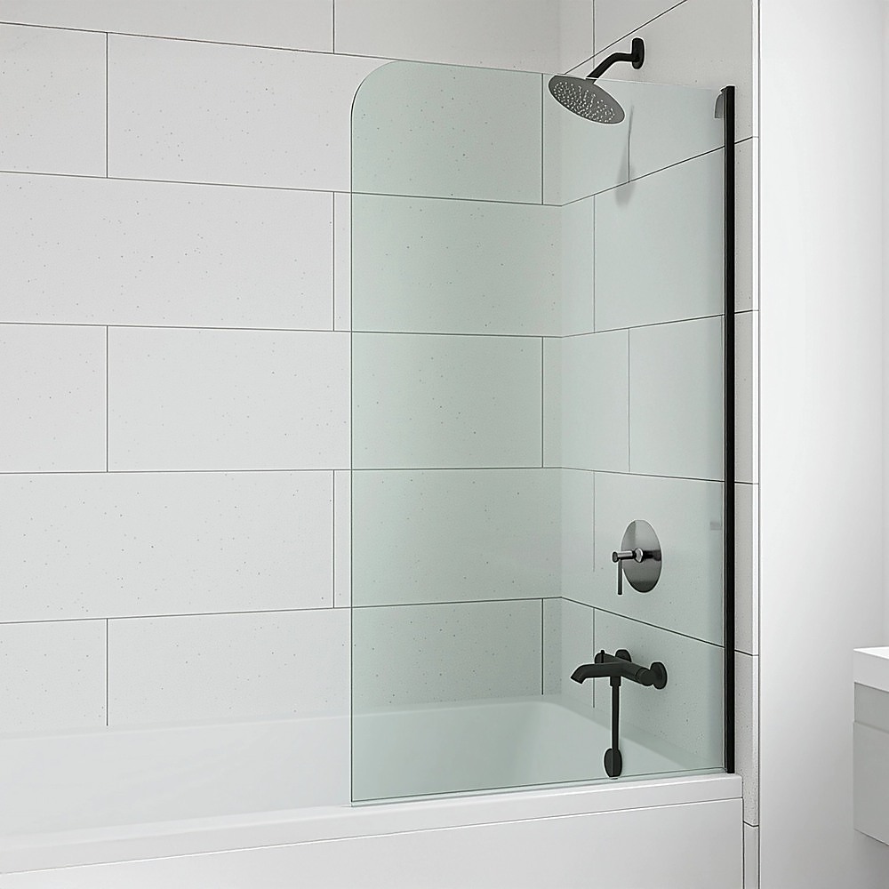 70cm Frameless Glass Bath Screen – Modern Wall Channel in Gunmetal for Stylish Bathroom Upgrade — image 3
