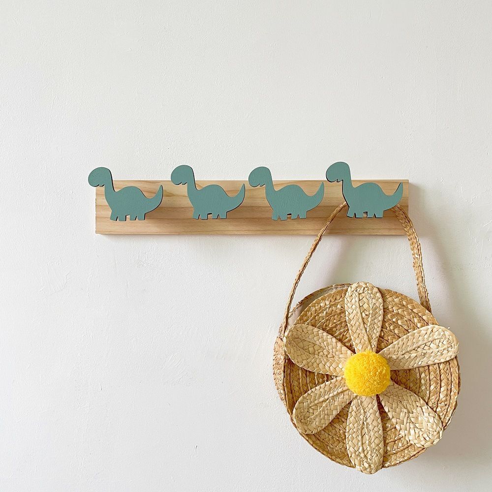 Dinosaur Wall Hooks Wall-Mounted Coat Hooks Hat Rack with 5 Cute Dinosaur Hooks Decorative Animal Utility Hook Hanging Hook — image 2