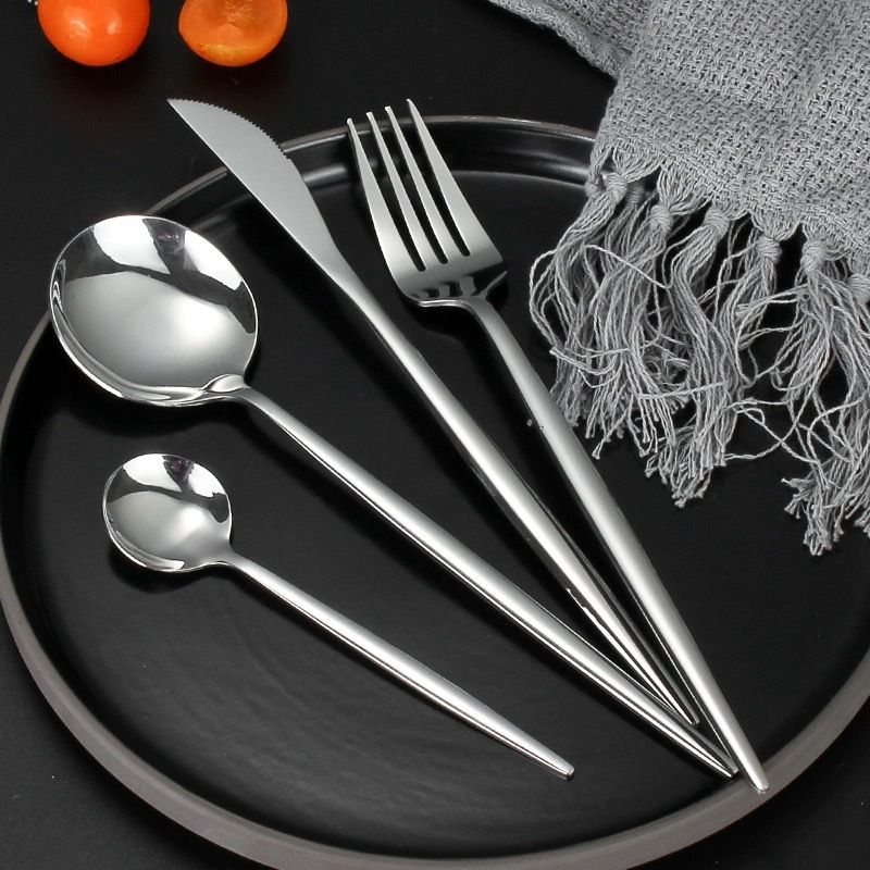 Cutlery Set 4 Pcs Silverware Set Stainless Steel Dinnerware Set Cutlery Set Knife Fork Spoon Tableware Set — image 3