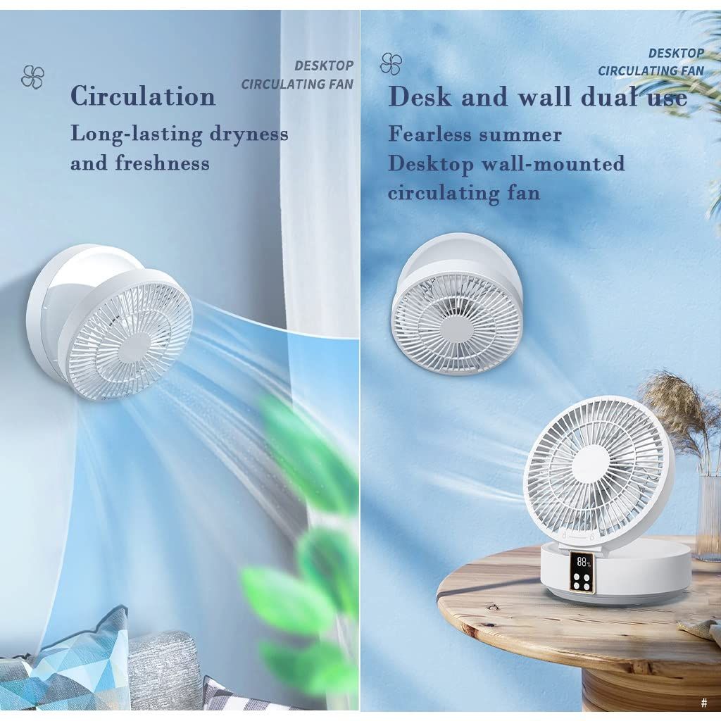 Desktop Fan with Remote, Portable Rechargeable LED Light Fan Air Cooler Mini Desk USB Fan with Quiet Operation, ( Color: White ) — image 4