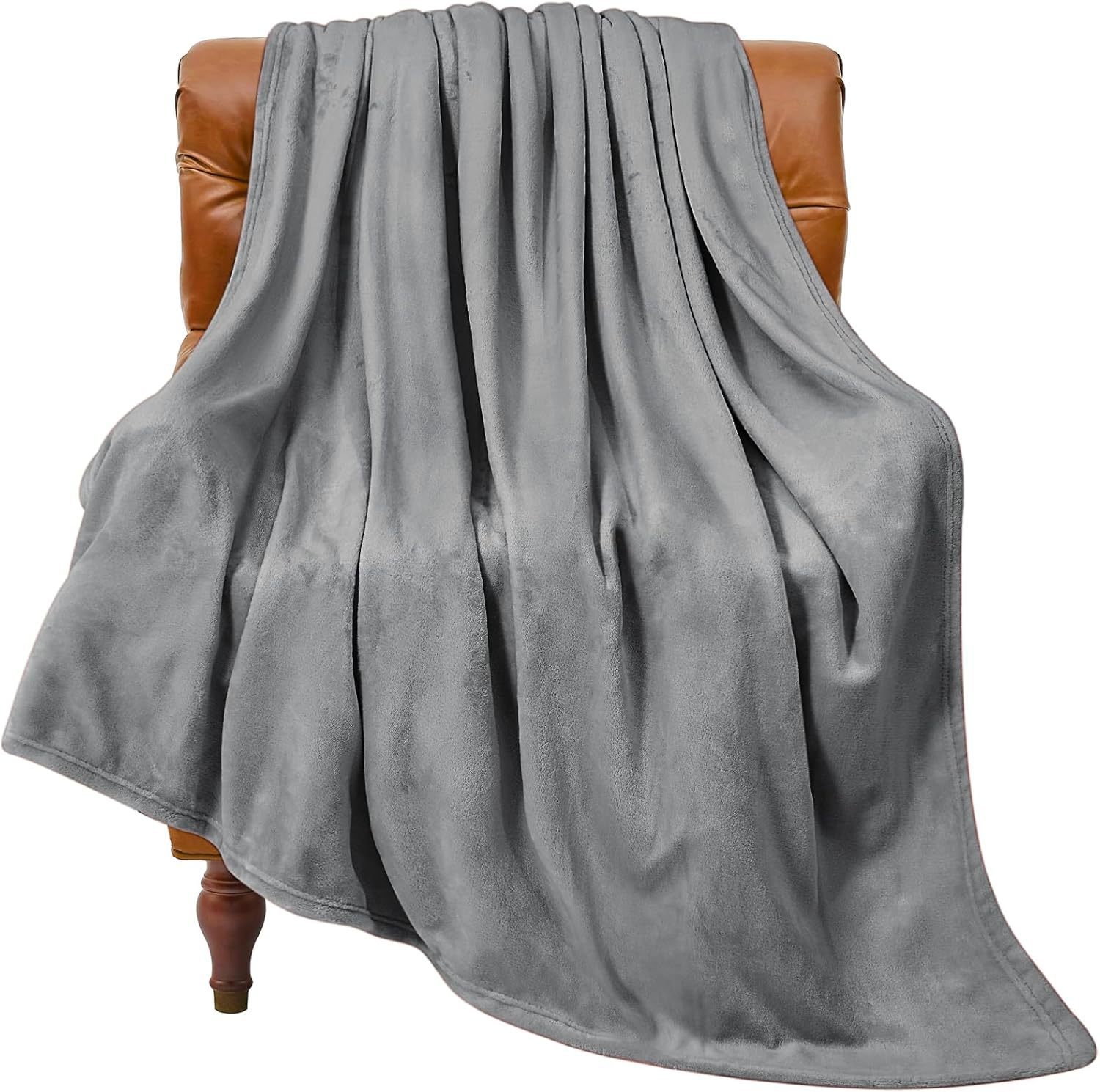 Grey Ultra-Soft Coral Fleece Blanket – Lightweight Summer Throw for Office Naps, Air Conditioning, and Cozy Home Use(100*150cm) — image 2