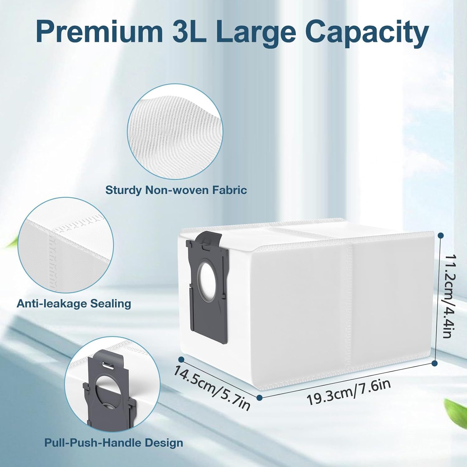 Dust Bags Compatible with dreame L40 Ultra/L10s Ultra Gen 2/X40 Ultra/L10s Pro Ultra/X50 Ultra/X30 Ultra Robot Vacuum Cleaner, 3L Large Capacity Vacuum Cleaner — image 2