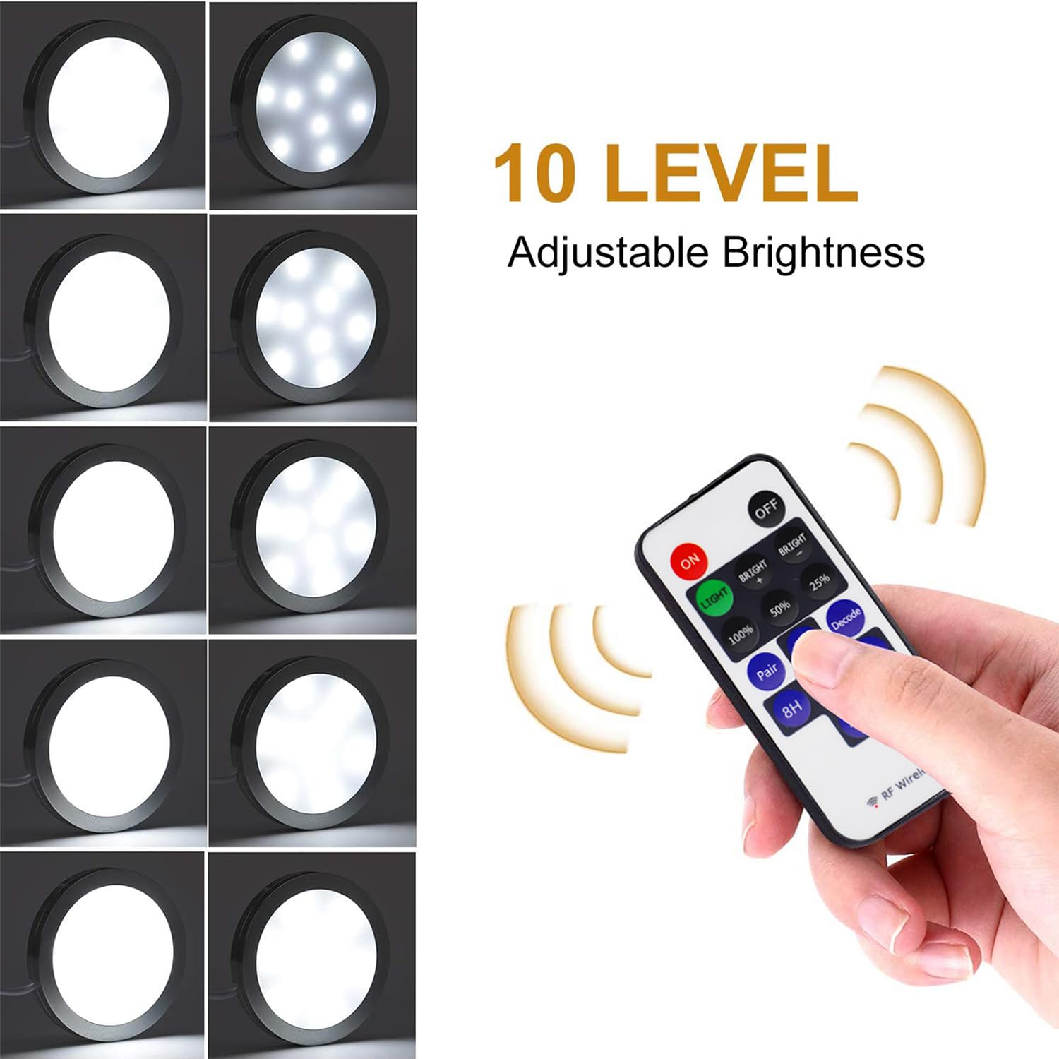 Linkable Under Cabinet LED Lighting 12V Slim Aluminum Dimmable Puck Lights Direct Wired with RF Remote Control for Kitchen Lighting(6pack,Daylight White) โ image 6