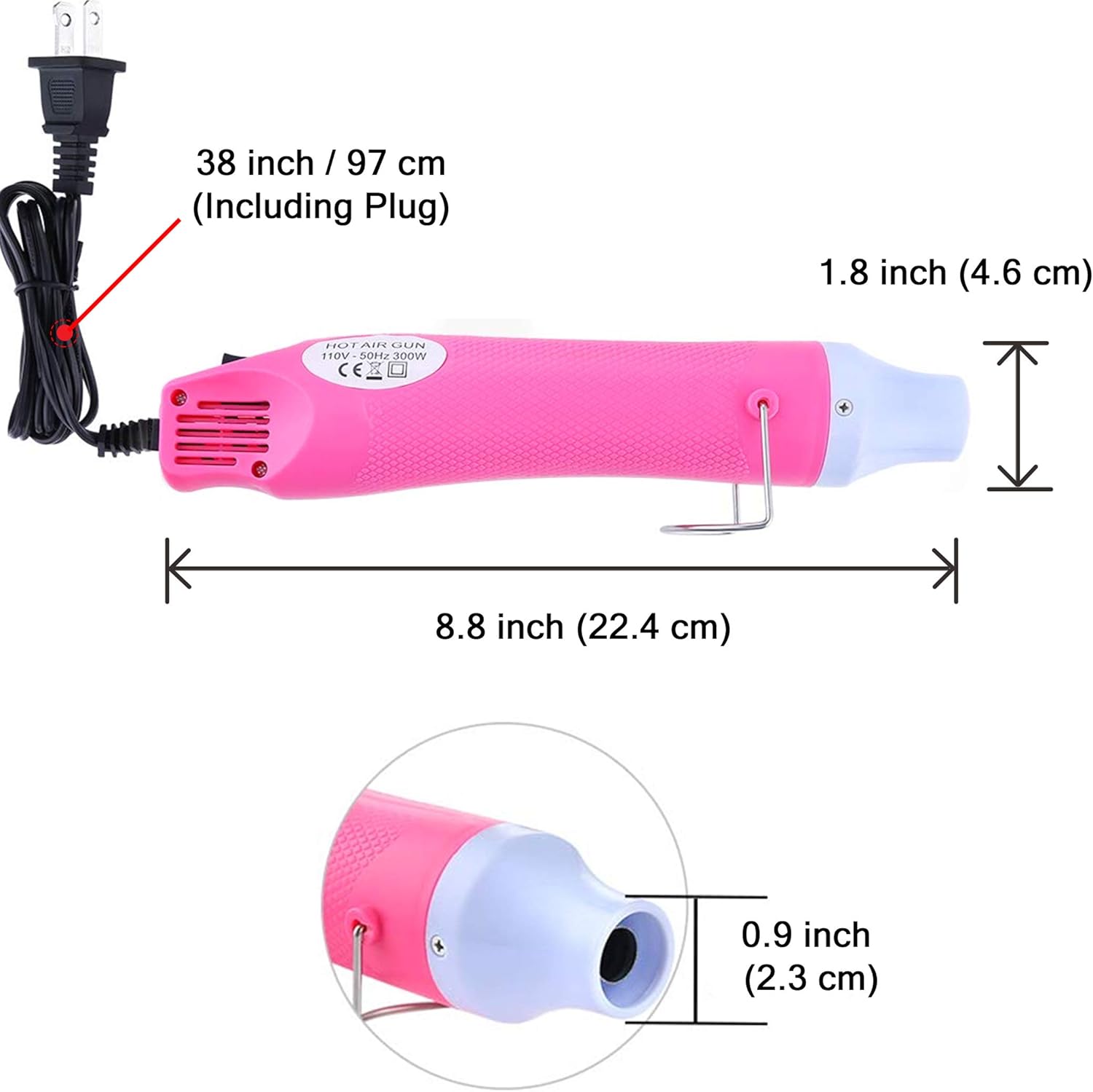 Pink Heat Gun for Crafts and (24-Pack) Hyper-Realistic White Wooden Eggs for Painting β image 3